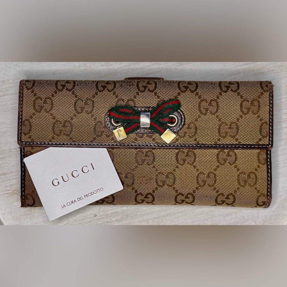 Gucci 💚❤️💚 GG Princy Sherry Canvas 🤎🤎Continental Long Wallet *AUTHENTIC*